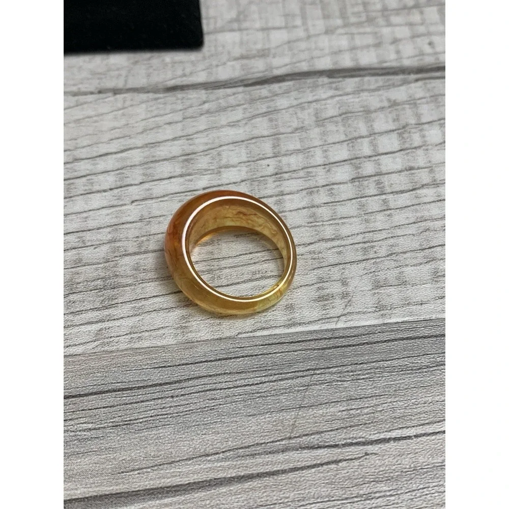 Yellow Marbling Acrylic Ring ~ Size 7.5